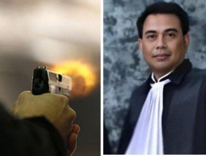 Kolase Pengacara Rudi S Gani dan Ilustrasi penembakan. Perhimpunan Advokat Indonesia (Peradi) Makassar. (Ist).