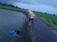 Penemuan mayat perempuan di persawahan di Desa Bontocinde, Kecamatan Pallangga, Kabupaten Gowa, Sulawesi Selatan, menghebohkan warga setempat. Foto (Ist).