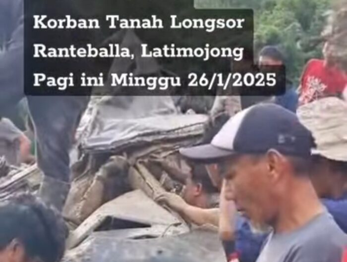 Proses Evakuasi Korban Bencana longsor yang melanda kawasan Rante Balla, Kabupaten Luwu, Sulawesi Selatan. Foto (Ist).