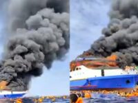 KM Barcelona V Terbakar di Laut Manado, Penumpang Lompat ke Laut