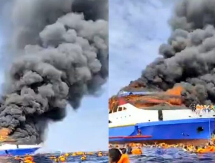 KM Barcelona V Terbakar di Laut Manado, Penumpang Lompat ke Laut