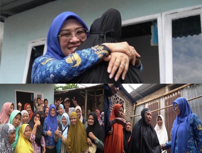 Sejumlah emak-emak di Gowa tak bisa menahan tangis haru mereka setelah Bupati Gowa, Sitti Husniah Talenrang selesai merenovasi rumah tak layak huni milik ibu Saturi.